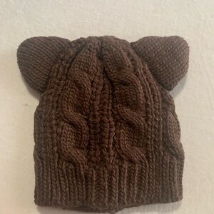Brown Knit Bear Ear Adult or Kids Hat